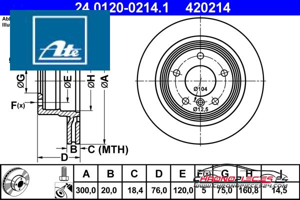 Achat de ATE 24.0120-0214.1 Disque de frein pas chères