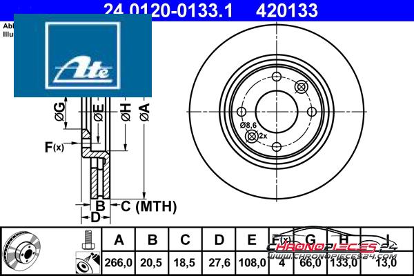 Achat de ATE 24.0120-0133.1 Disque de frein pas chères