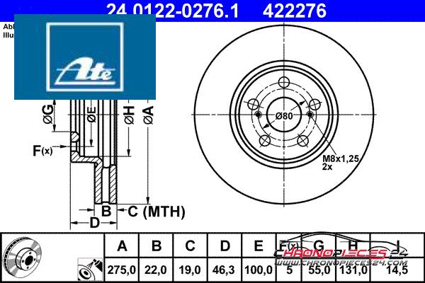 Achat de ATE 24.0122-0276.1 Disque de frein pas chères