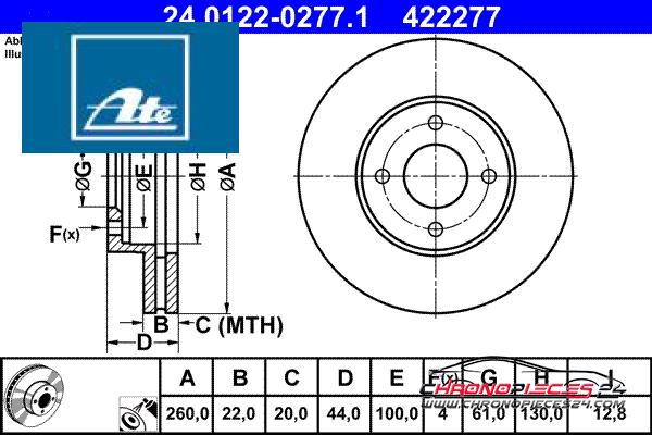 Achat de ATE 24.0122-0277.1 Disque de frein pas chères