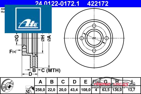 Achat de ATE 24.0122-0172.1 Disque de frein pas chères