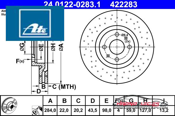 Achat de ATE 24.0122-0283.1 Disque de frein pas chères