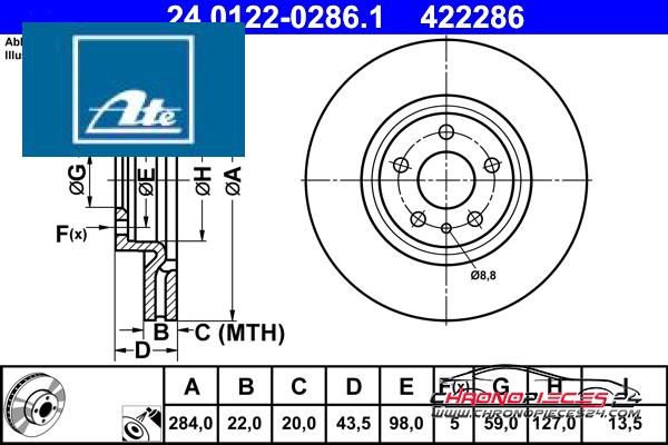 Achat de ATE 24.0122-0286.1 Disque de frein pas chères