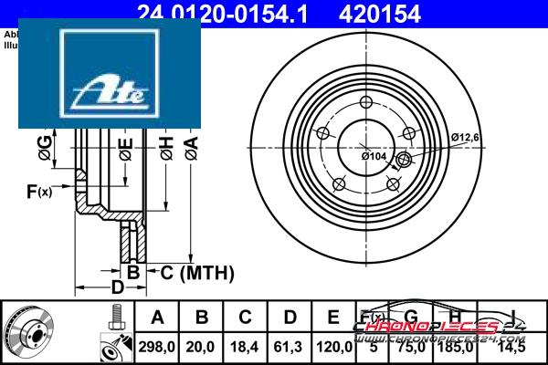 Achat de ATE 24.0120-0154.1 Disque de frein pas chères