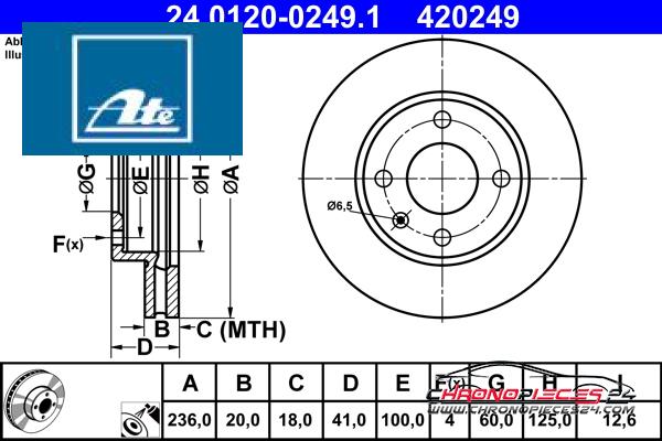 Achat de ATE 24.0120-0249.1 Disque de frein pas chères