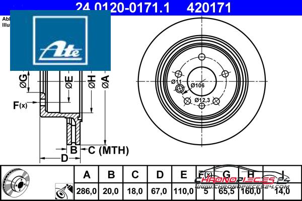 Achat de ATE 24.0120-0171.1 Disque de frein pas chères