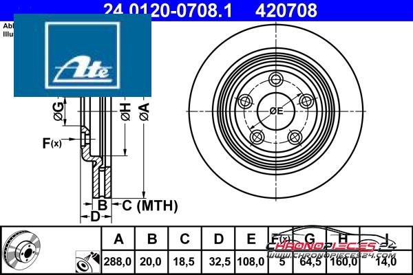 Achat de ATE 24.0120-0708.1 Disque de frein pas chères