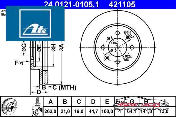 Achat de ATE 24.0121-0105.1 Disque de frein pas chères