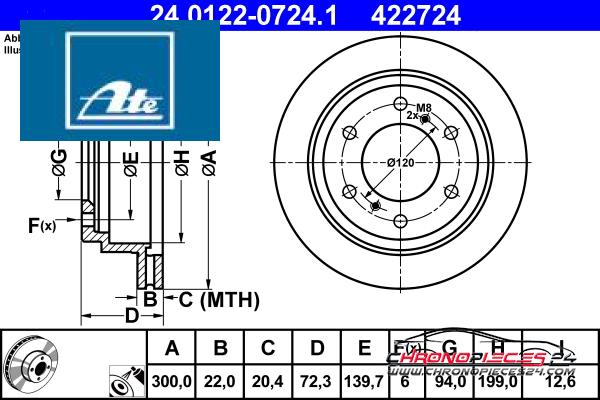 Achat de ATE 24.0122-0724.1 Disque de frein pas chères