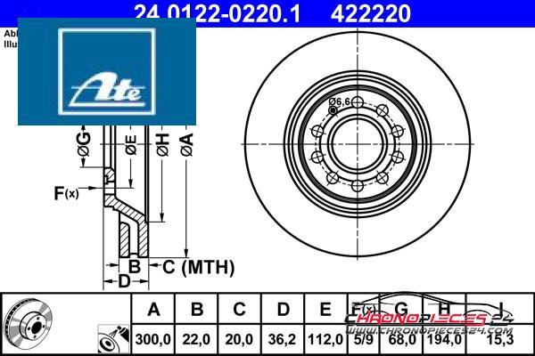 Achat de ATE 24.0122-0220.1 Disque de frein pas chères
