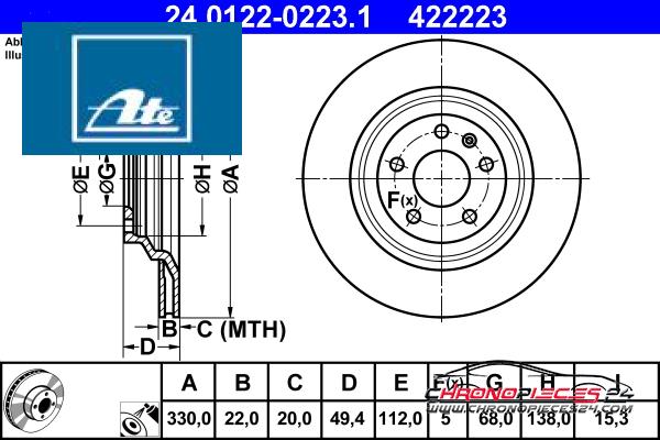 Achat de ATE 24.0122-0223.1 Disque de frein pas chères