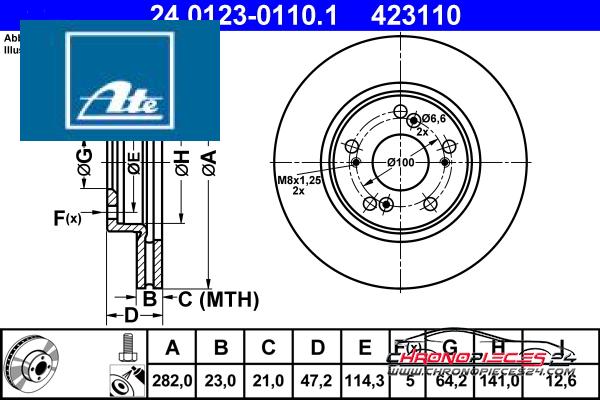 Achat de ATE 24.0123-0110.1 Disque de frein pas chères