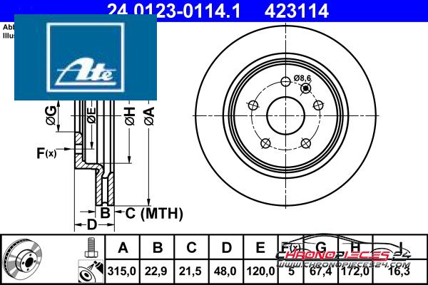 Achat de ATE 24.0123-0114.1 Disque de frein pas chères