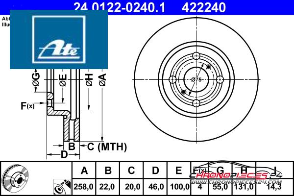 Achat de ATE 24.0122-0240.1 Disque de frein pas chères