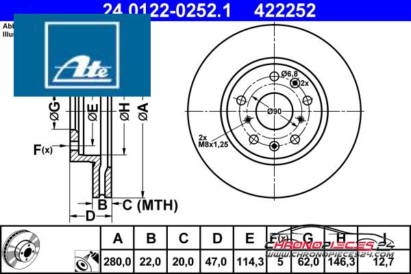 Achat de ATE 24.0122-0252.1 Disque de frein pas chères