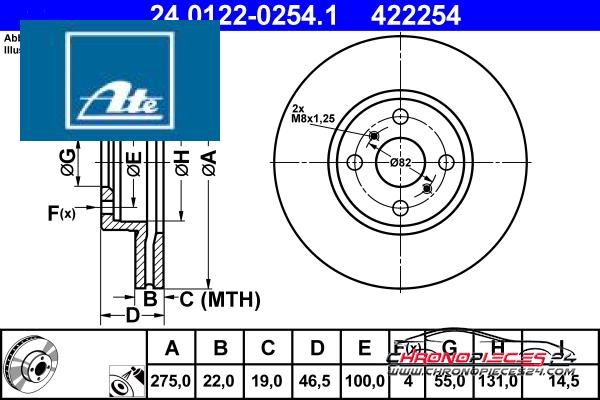 Achat de ATE 24.0122-0254.1 Disque de frein pas chères