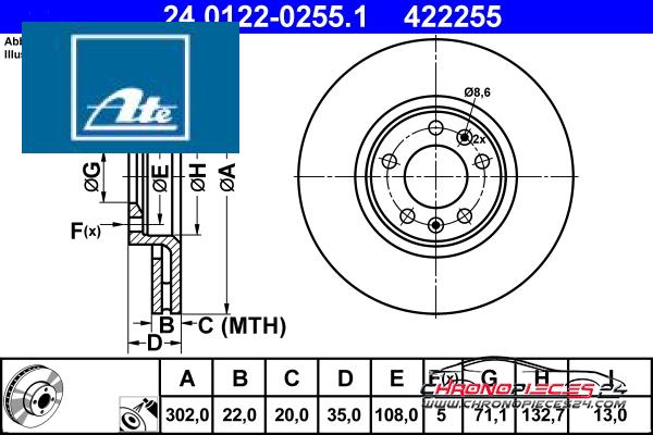 Achat de ATE 24.0122-0255.1 Disque de frein pas chères