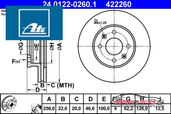 Achat de ATE 24.0122-0260.1 Disque de frein pas chères