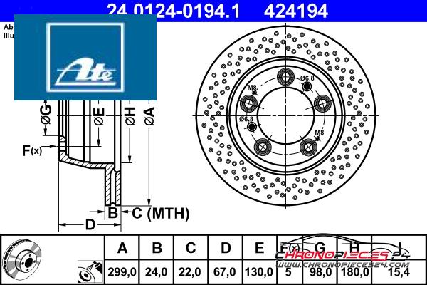 Achat de ATE 24.0124-0194.1 Disque de frein pas chères