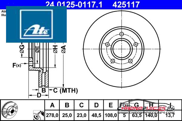 Achat de ATE 24.0125-0117.1 Disque de frein pas chères