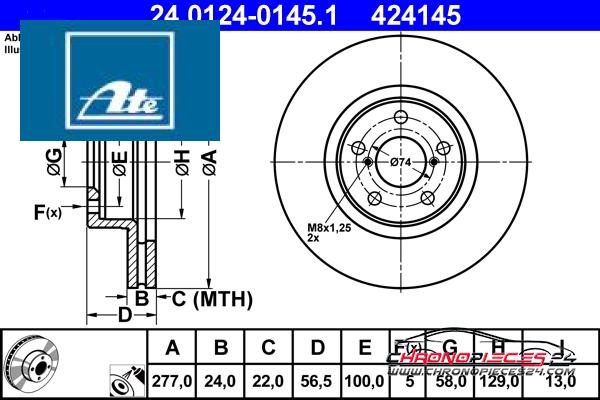 Achat de ATE 24.0124-0145.1 Disque de frein pas chères