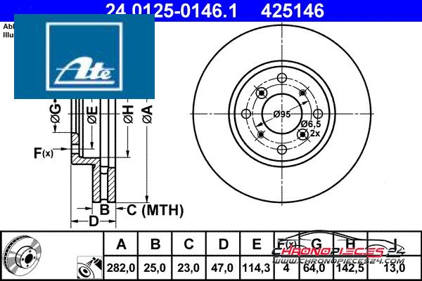 Achat de ATE 24.0125-0146.1 Disque de frein pas chères