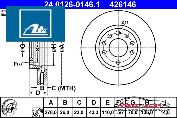 Achat de ATE 24.0126-0146.1 Disque de frein pas chères