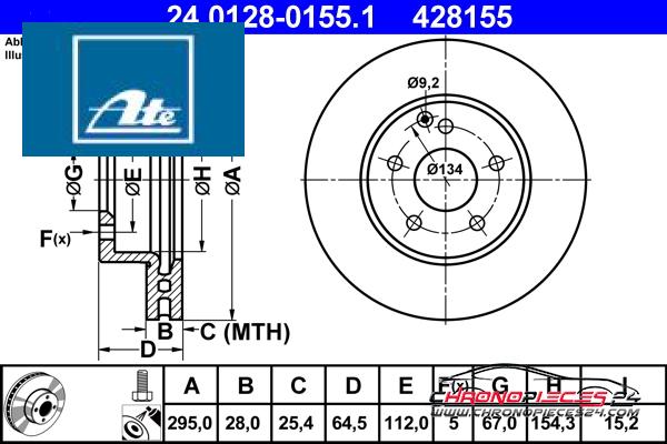 Achat de ATE 24.0128-0155.1 Disque de frein pas chères