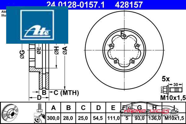 Achat de ATE 24.0128-0157.1 Disque de frein pas chères