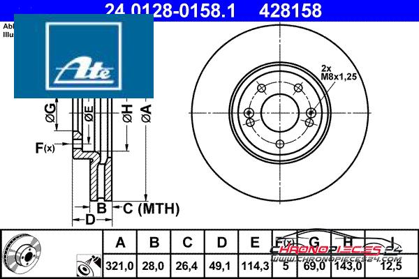 Achat de ATE 24.0128-0158.1 Disque de frein pas chères