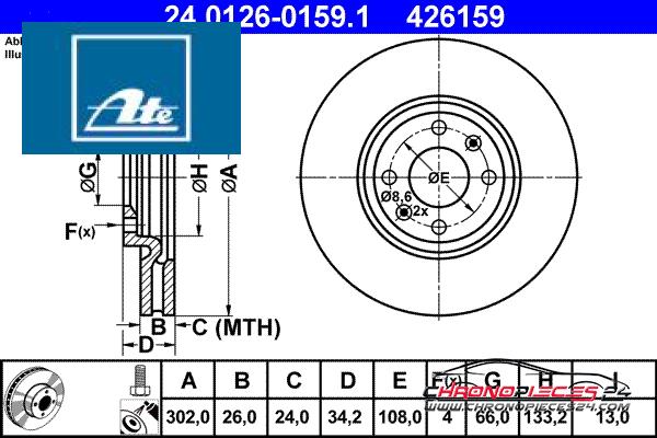 Achat de ATE 24.0126-0159.1 Disque de frein pas chères