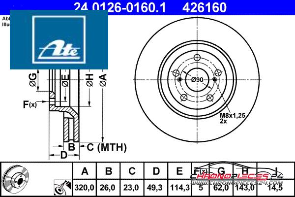 Achat de ATE 24.0126-0160.1 Disque de frein pas chères