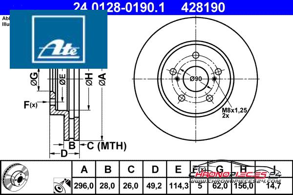 Achat de ATE 24.0128-0190.1 Disque de frein pas chères