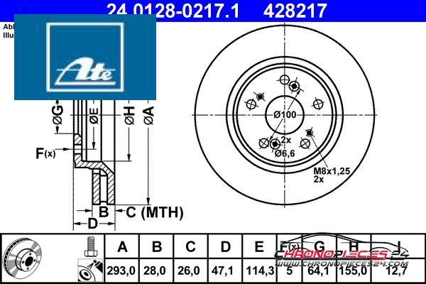 Achat de ATE 24.0128-0217.1 Disque de frein pas chères