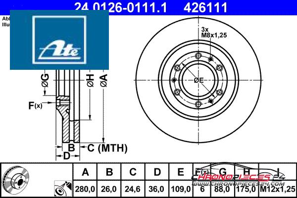 Achat de ATE 24.0126-0111.1 Disque de frein pas chères