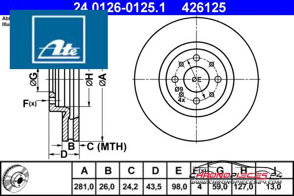 Achat de ATE 24.0126-0125.1 Disque de frein pas chères