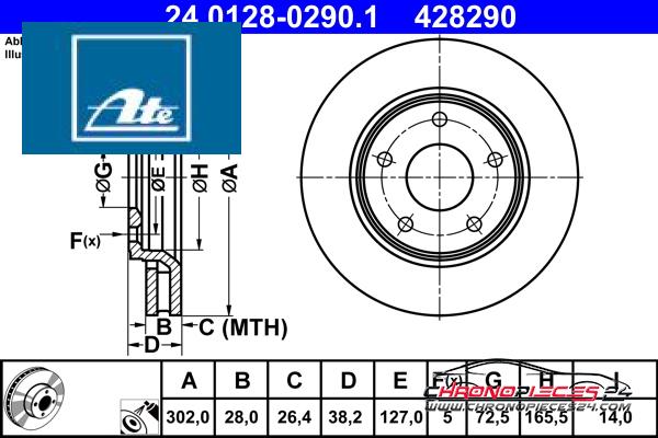 Achat de ATE 24.0128-0290.1 Disque de frein pas chères