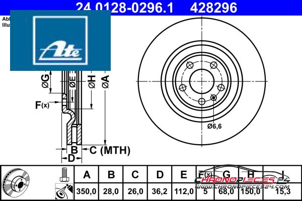 Achat de ATE 24.0128-0296.1 Disque de frein pas chères