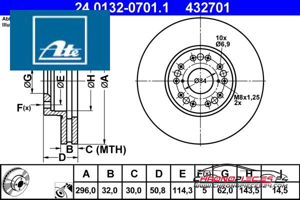 Achat de ATE 24.0132-0701.1 Disque de frein pas chères