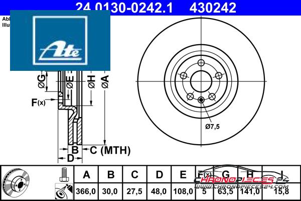 Achat de ATE 24.0130-0242.1 Disque de frein pas chères