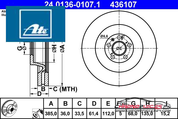 Achat de ATE 24.0136-0107.1 Disque de frein pas chères