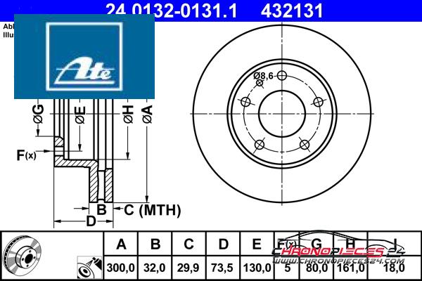 Achat de ATE 24.0132-0131.1 Disque de frein pas chères