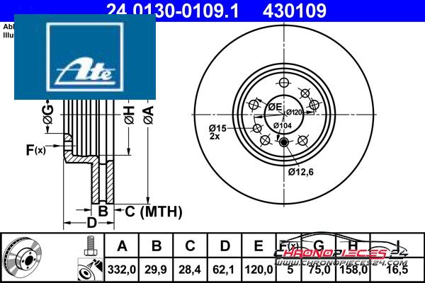 Achat de ATE 24.0130-0109.1 Disque de frein pas chères