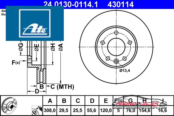 Achat de ATE 24.0130-0114.1 Disque de frein pas chères