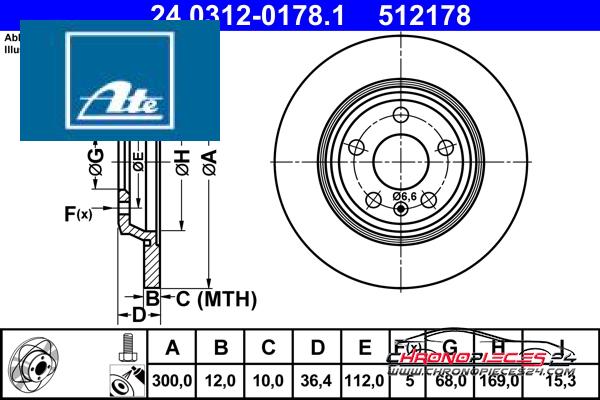 Achat de ATE 24.0312-0178.1 Disque de frein pas chères