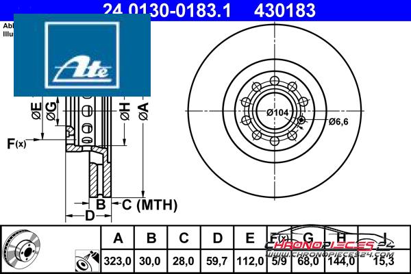 Achat de ATE 24.0130-0183.1 Disque de frein pas chères