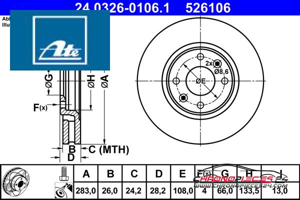 Achat de ATE 24.0326-0106.1 Disque de frein pas chères