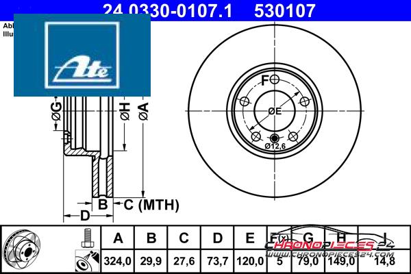 Achat de ATE 24.0330-0107.1 Disque de frein pas chères