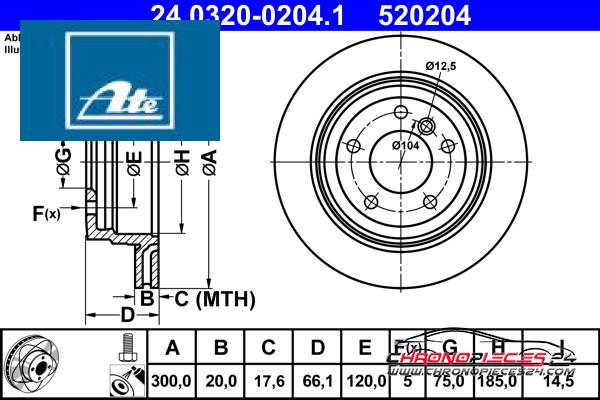 Achat de ATE 24.0320-0204.1 Disque de frein pas chères