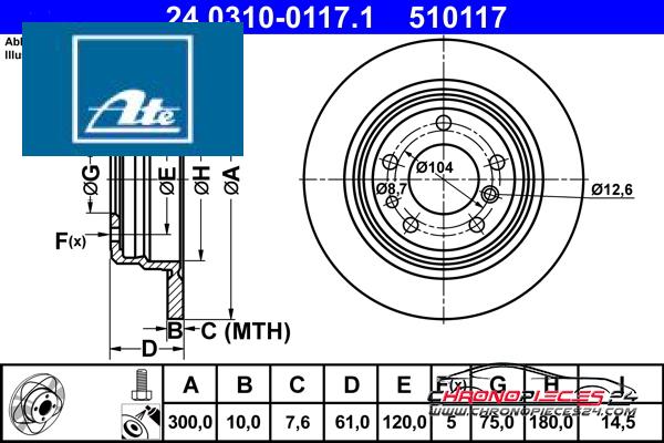 Achat de ATE 24.0310-0117.1 Disque de frein pas chères